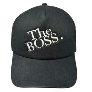 BIG Trucker Hat Black One Size The Boss Embroidery Mesh Back Snapback Adjustable